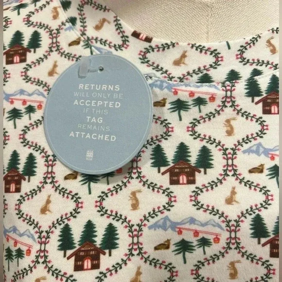 Hill House - Charlotte Sleep Tee - Ski Chalet pattern - Size X-Small - Picture 2 of 5